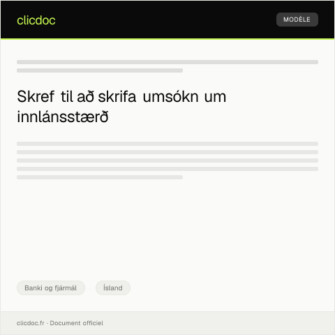 Document preview: Umsókn um innlánsstærð — Banki og fjármál, Ísland