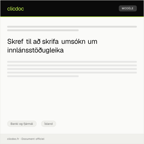 Document preview: Umsókn um innlánsstöðugleika — Banki og fjármál, Ísland