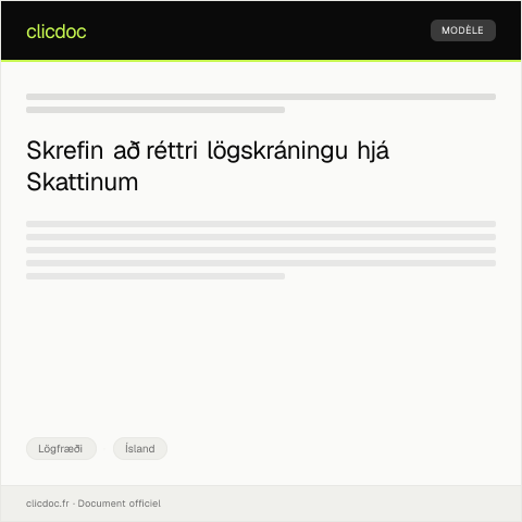 Document preview: Umsókn um lagfæringu á lögskráningu — Lögfræði, Ísland