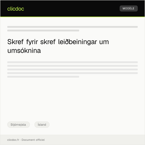 Document preview: Umsókn um leyfi til markaðssetningar — Stjórnsýsla, Ísland
