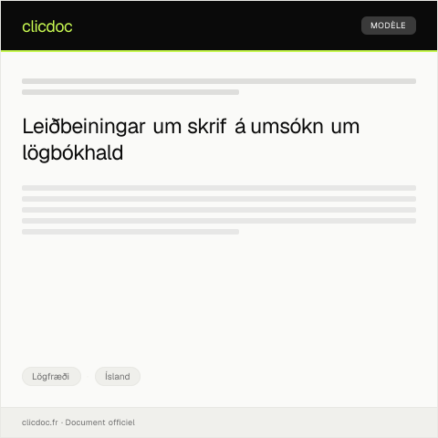 Document preview: Umsókn um lögbókhald og skráningu — Lögfræði, Ísland