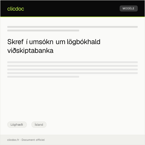 Document preview: Umsókn um lögbókhald viðskiptabanka — Lögfræði, Ísland