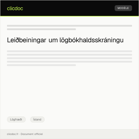Document preview: Umsókn um lögbókhaldsskráningu — Lögfræði, Ísland