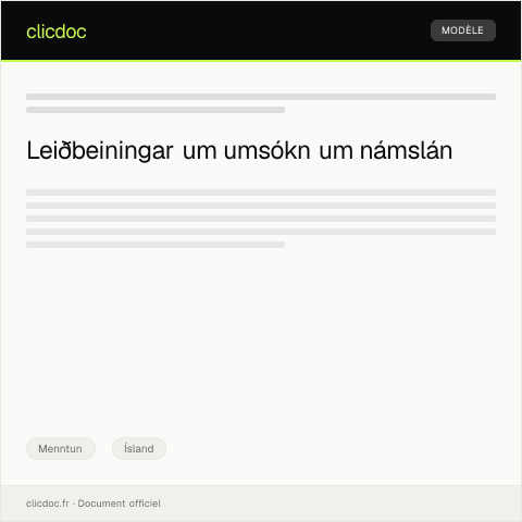 Document preview: Umsókn um námslán — Menntun, Ísland