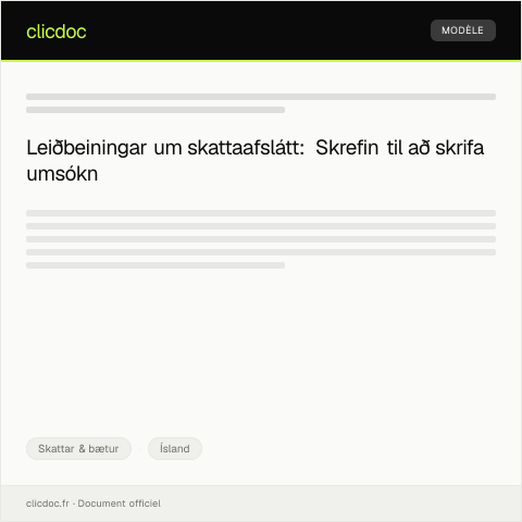 Document preview: Umsókn um skattaafslátt — Skattar & bætur, Ísland