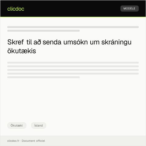 Document preview: Umsókn um skráningu ökutækis í skráningu á Íslandi — Ökutæki, Ísland