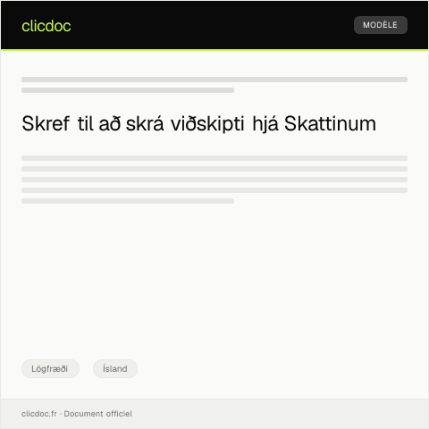Document preview: Umsókn um skráningu á viðskiptum — Lögfræði, Ísland