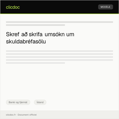 Document preview: Umsókn um skuldabréfasölu — Banki og fjármál, Ísland