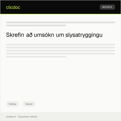 Document preview: Umsókn um slysatryggingu — Heilsa, Ísland