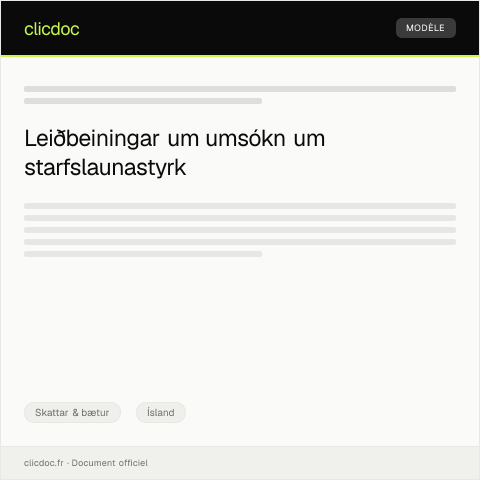 Document preview: Umsókn um starfslaunastyrk — Skattar & bætur, Ísland