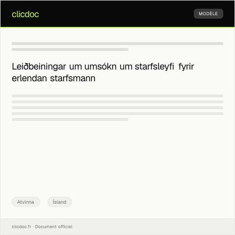 Document preview: Umsókn um starfsleyfi fyrir erlendan starfsmann — Atvinna, Ísland