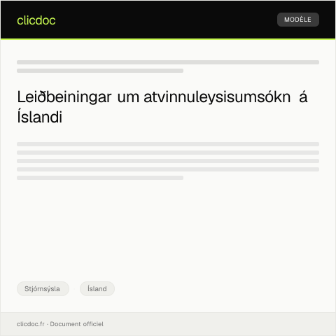 Document preview: Umsókn um stuðning við atvinnuleysi — Stjórnsýsla, Ísland