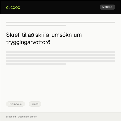 Document preview: Umsókn um tryggingarvottorð fyrir notkunartæki — Stjórnsýsla, Ísland