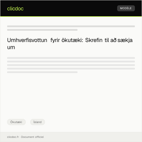 Document preview: Sækja um umhverfisvottun fyrir ökutæki — Ökutæki, Ísland