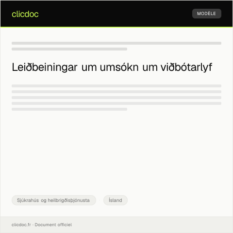 Document preview: Umsókn um viðbótarlyf — Sjúkrahús og heilbrigðisþjónusta, Ísland