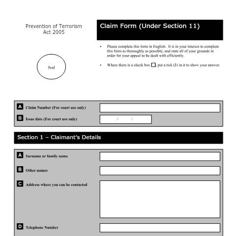 Document preview: Form AC011: Claim form (Under Section 11) — HM Courts & Tribunals Service, United Kingdom