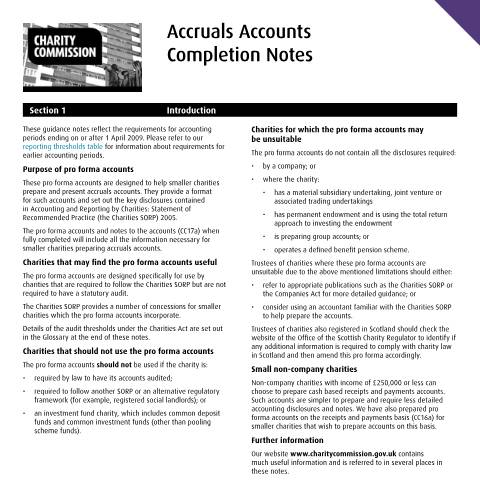 Document preview: Accruals accounts (CC17) SORP 2005: charity accounting template — The Charity Commission, United Kingdom