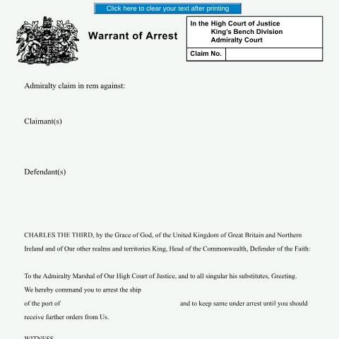 Document preview: Warrant of Arrest: Form ADM9 — HM Courts & Tribunals Service, United Kingdom