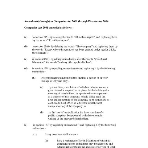 Document preview: amca2001 — Document, Mauritius (CERFA n°amca2001)