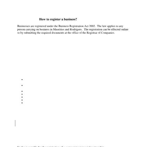Document preview: regbusinessnew1 — Document, Mauritius (CERFA n°regbusinessnew1)