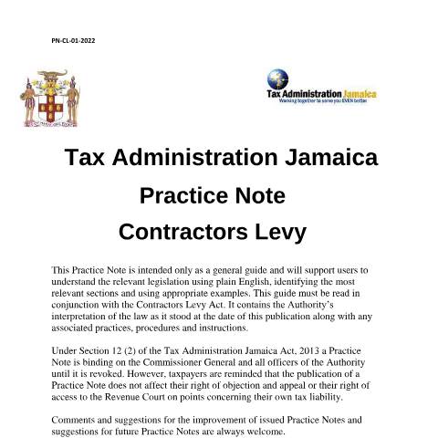 Document preview: Contractors Levy — Document, Jamaica (CERFA n°Practice_Note_Contractors_Levy_25082022)