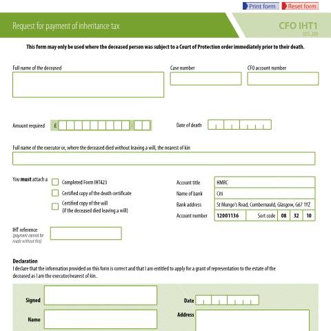 Document preview: Court funds: ask for payment of inheritance tax — Ministry of Justice, United Kingdom