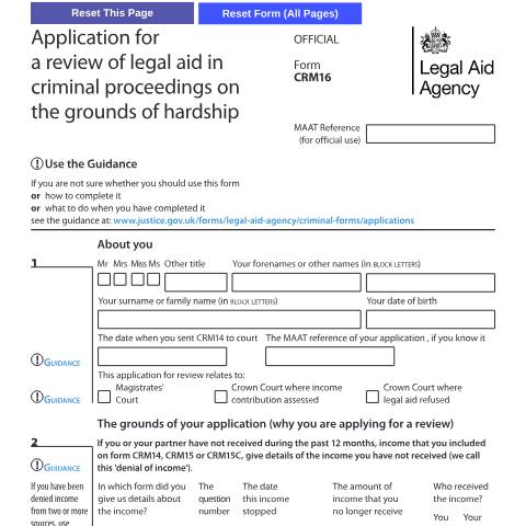 Document preview: CRM16: review on the grounds of hardship — Legal Aid Agency, United Kingdom