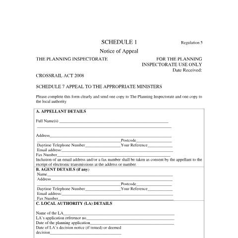 Document preview: Crossrail planning appeals: form and guidance — Planning Inspectorate, United Kingdom