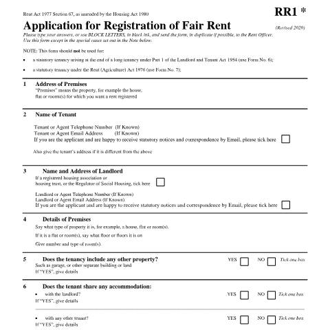 Document preview: Fair rent forms — HM Revenue & Customs, Valuation Office Agency, United Kingdom
