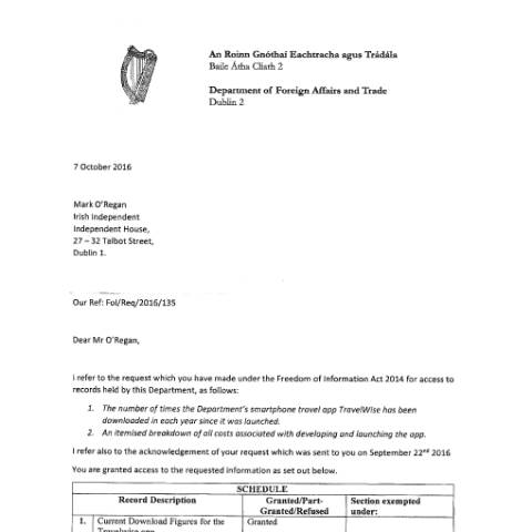 Document preview: FOI Request 16/001 — foi request 16 001 — Department of Foreign Affairs, Ireland