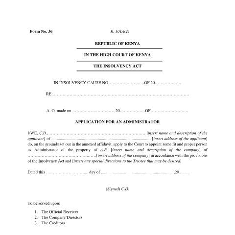 Document preview: f36 — Document, Kenya (CERFA n°f36)