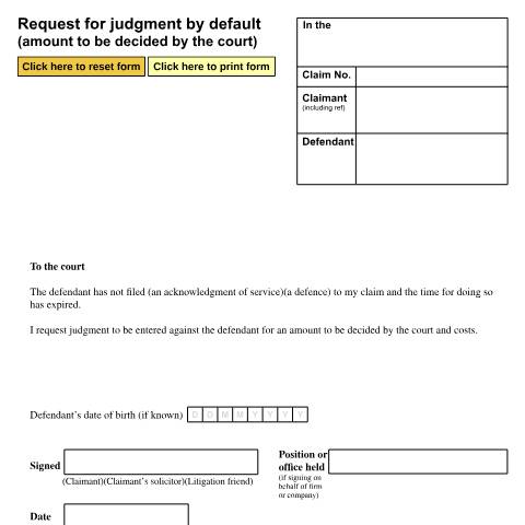 Document preview: Form N227: Ask for a judgment where the claim amount is unspecified — HM Courts & Tribunals Service, United Kingdom