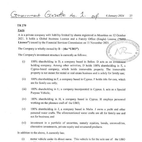 Document preview: TR 270 — Document, Mauritius (CERFA n°TR270)