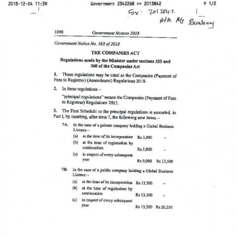 Document preview: GN163of2018 — Document, Mauritius (CERFA n°GN163of2018)