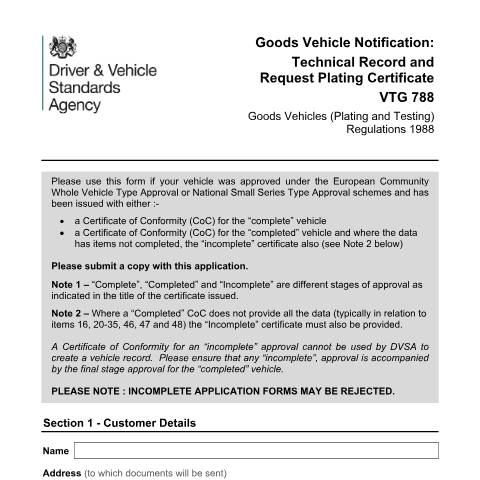 Document preview: Record details of an HGV with DVSA — Driver and Vehicle Standards Agency, United Kingdom