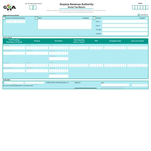 Document preview: G0013 Excise v1 — Administrative Forms, Guyana