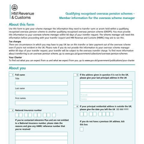 Document preview: Pension scheme member information for overseas scheme managers (APSS255) — HM Revenue & Customs, United Kingdom