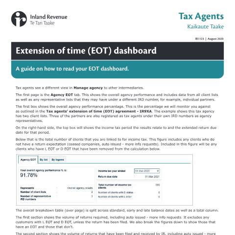 Document preview: Extension of time (EOT) dashboard — Other, New Zealand (CERFA n°IR1123)