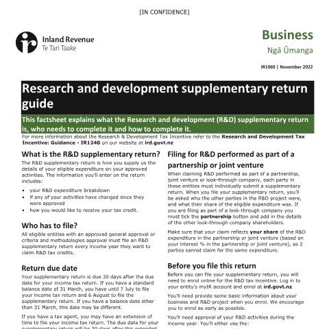 Document preview: IR1060 2022 — Research and development, New Zealand (CERFA n°IR1060)
