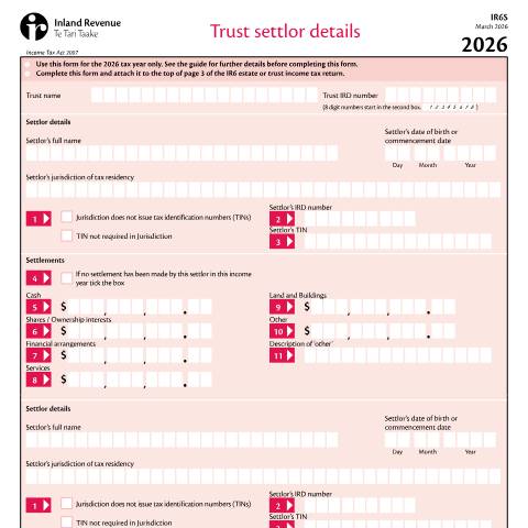 Document preview: IR6S 2026 — Income tax, New Zealand (CERFA n°IR6S)