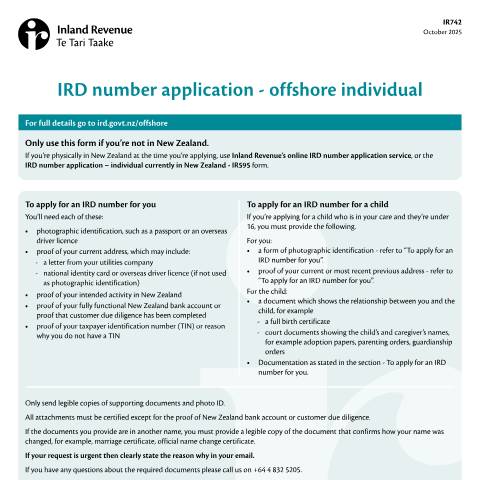 Document preview: IR742 Oct 2025 — Managing my tax, New Zealand (CERFA n°IR742)