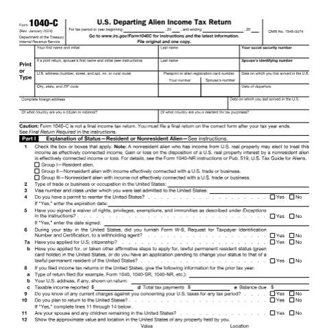 Document preview: IRS Form f1040c — IRS, United States (CERFA n°1040C)