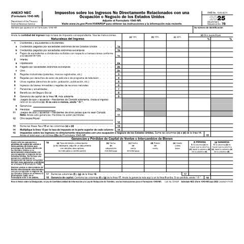 Document preview: IRS Form f1040nec — IRS, United States (CERFA n°1040NEC)