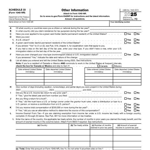 Document preview: IRS Form f1040nro — IRS, United States (CERFA n°1040NRO)