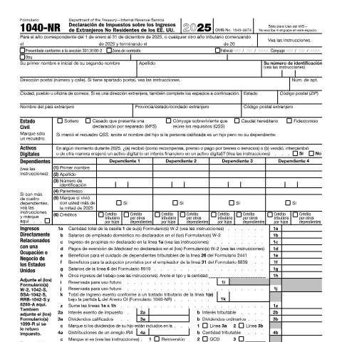 Document preview: IRS Form f1040nrs — IRS, United States (CERFA n°1040NRS)