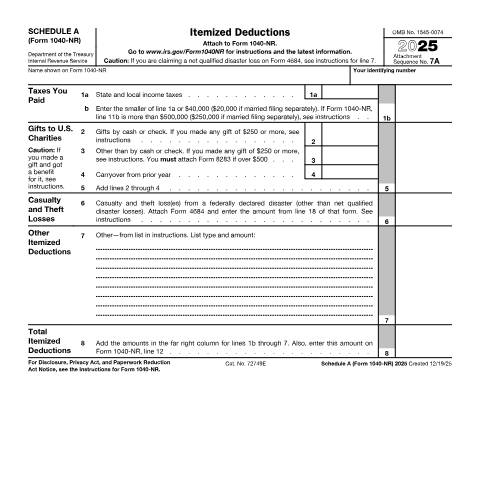 Document preview: IRS Form f1040nra — IRS, United States (CERFA n°1040NRA)