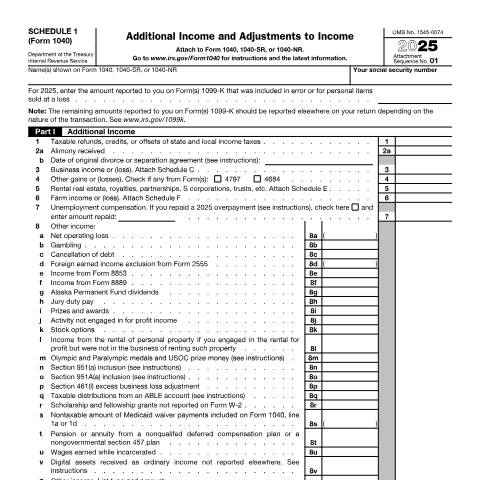 Document preview: IRS Form f1040s1 — IRS, United States (CERFA n°1040S1)