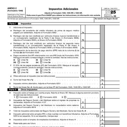 Document preview: IRS Form f1040s2s — IRS, United States (CERFA n°1040S2S)