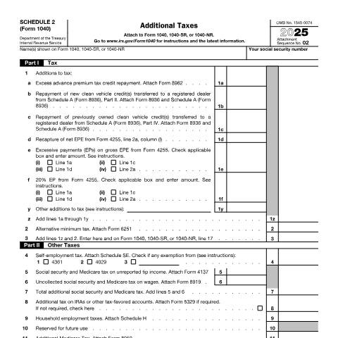 Document preview: IRS Form f1040s2 — IRS, United States (CERFA n°1040S2)