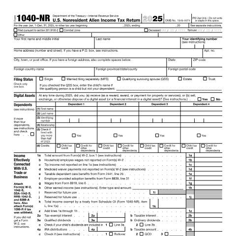 Document preview: IRS Form f1040nr — IRS, United States (CERFA n°1040NR)